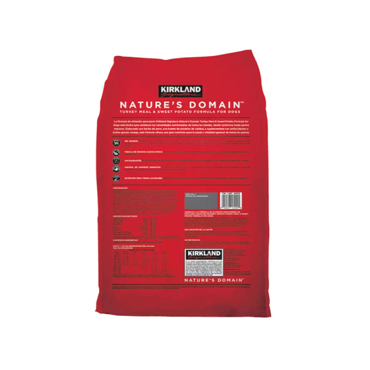 KIRKLAND NATURE'S DOMAIN ALIMENTO PARA PERRO CON PAVO Y CAMOTE 15.87KG