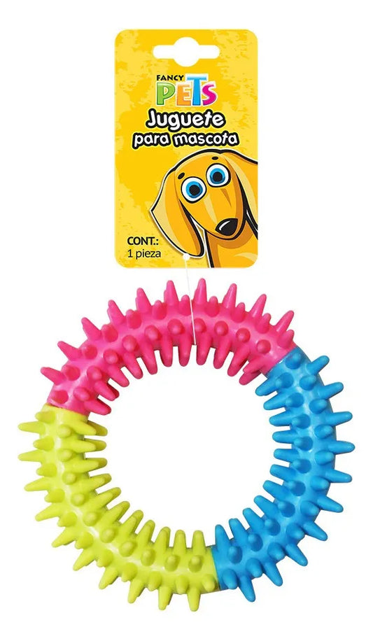 JUGUETE PERRO CAUCHO ARO TRICOLOR