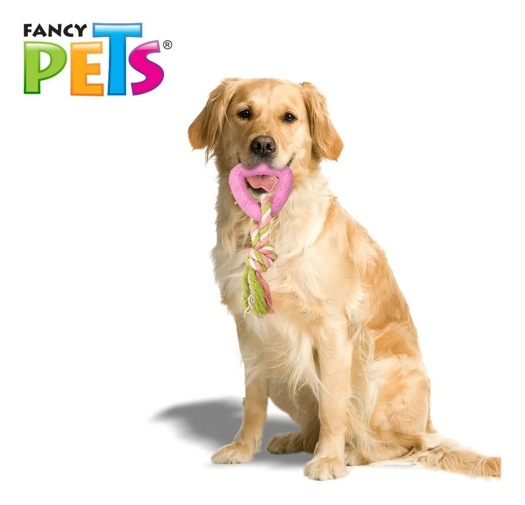 JUGUETE PERRO CAUCHO CON CUERDA TRIANGULO