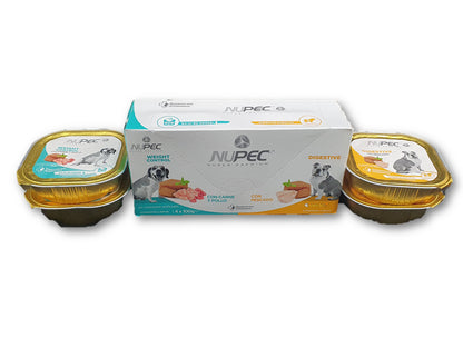 NUPEC ALIMENTO HÚMEDO LATAS - DIGESTIVE Y WEIGHT CONTROL 4 LATAS X 100 GRAMOS c/u