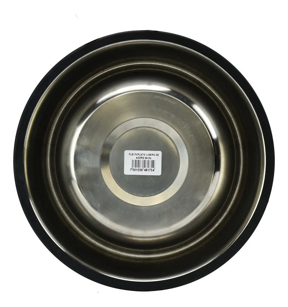 PLATO ACERO INOXIDABLE 1,890 ml CON ANTIDERRAPANTE - 1,890 ml