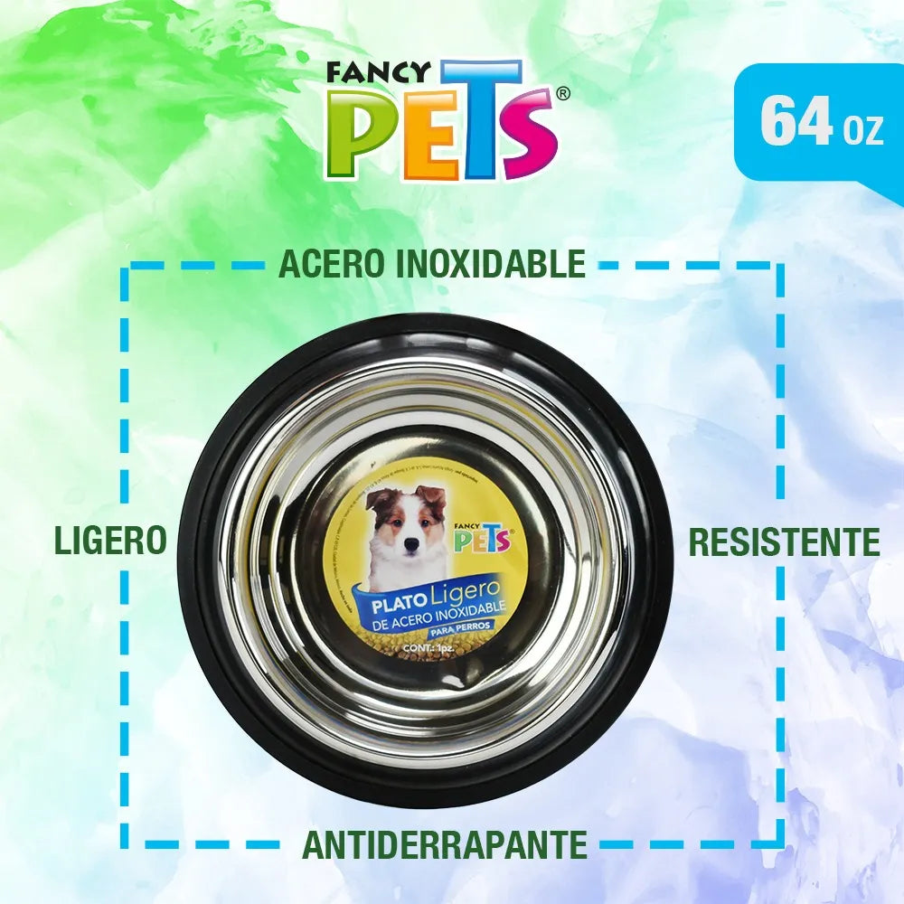 PLATO ACERO INOXIDABLE 64 OZ CON ANTIDERRAPANTE - 64 OZ