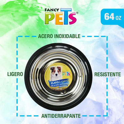 PLATO ACERO INOXIDABLE 64 OZ CON ANTIDERRAPANTE - 64 OZ