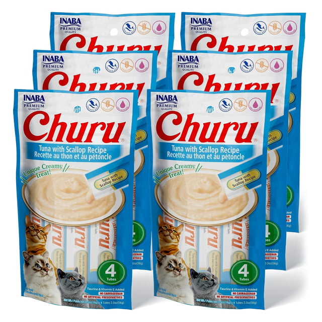 CHURU GATO ATÚN Y ESCALOPA 24 TUBOS DE 14 gr C/U