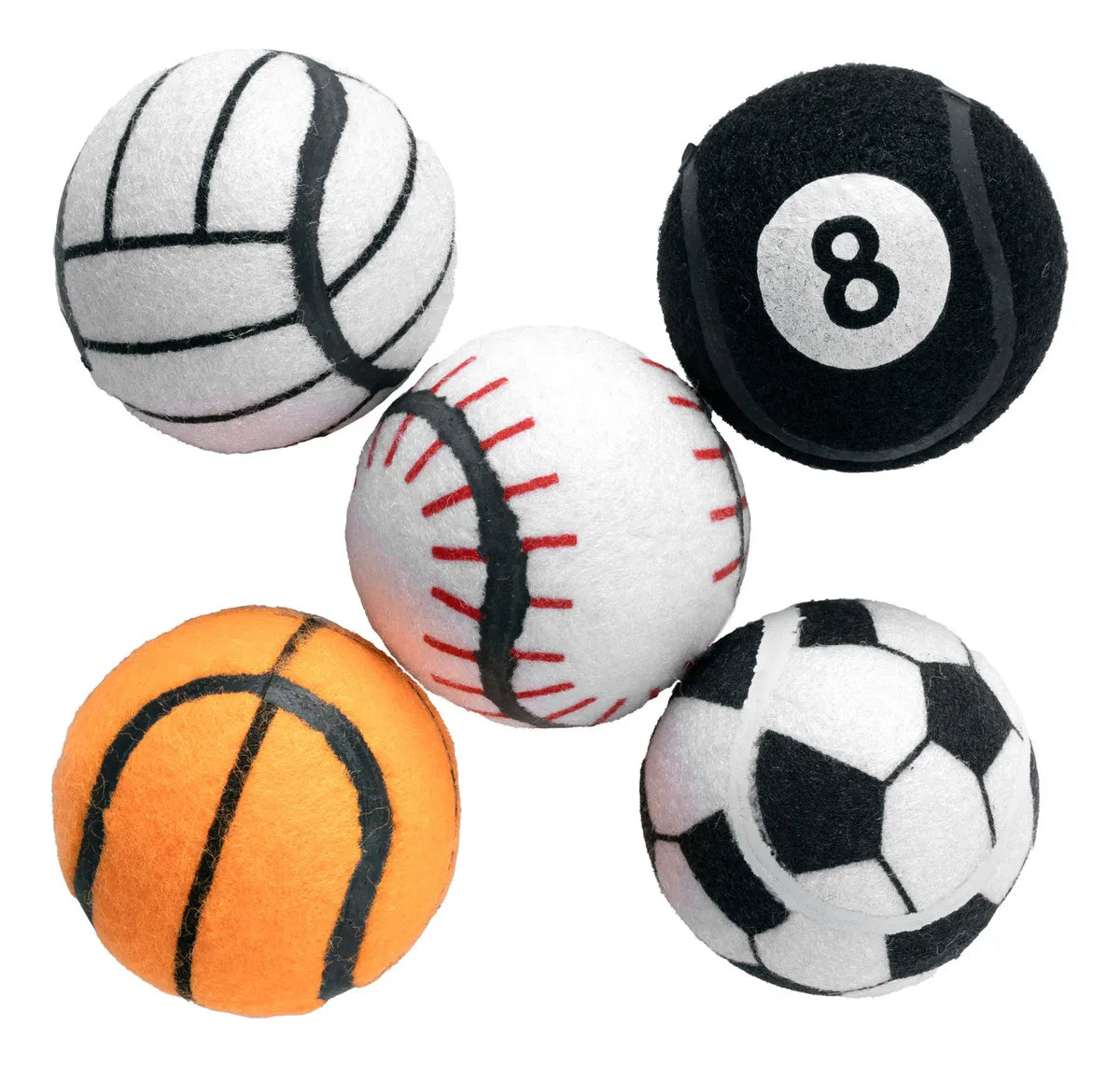 JUGUETE DE PERRO 5 PELOTAS TENIS DEPORTIVAS 5PZS